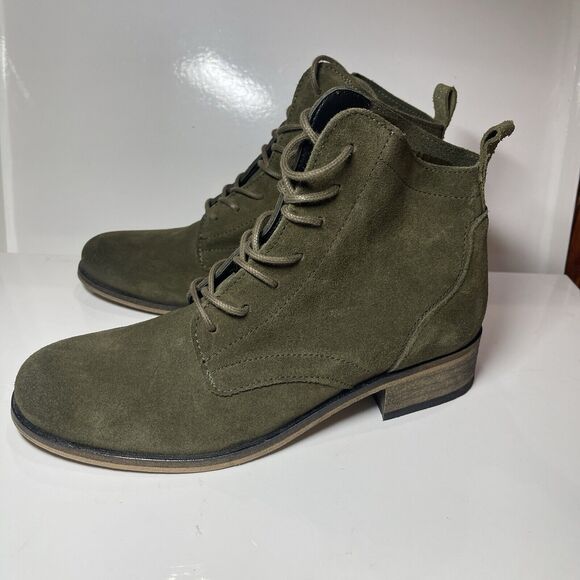 Andre Women Suede Lace Up Ankle Boots Size EUR 38 US 7.5 Green Suede Excellent - Picture 5 of 11